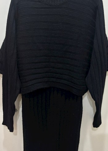 Siyah V Yaka Uzun Triko Elbise - Görsel 4