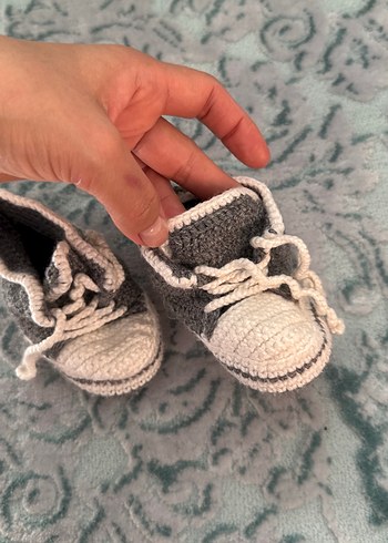 Gri Örgü Erkek Bebek Patik - Görsel 3