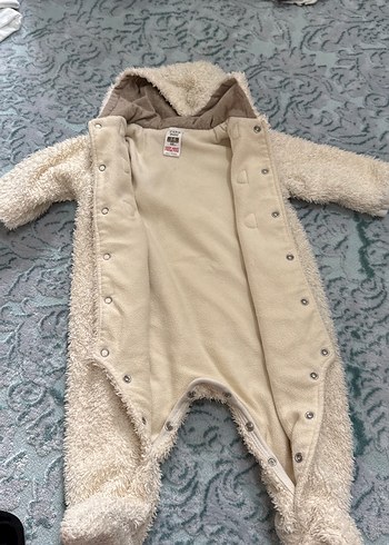 ZARA 6 ay Kürklü Kapüşonlu Bebek Tulum - Görsel 3