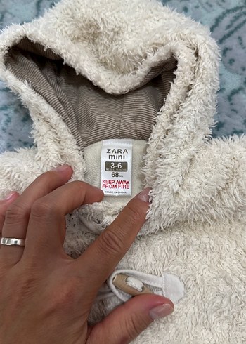 ZARA 6 ay Kürklü Kapüşonlu Bebek Tulum - Görsel 2