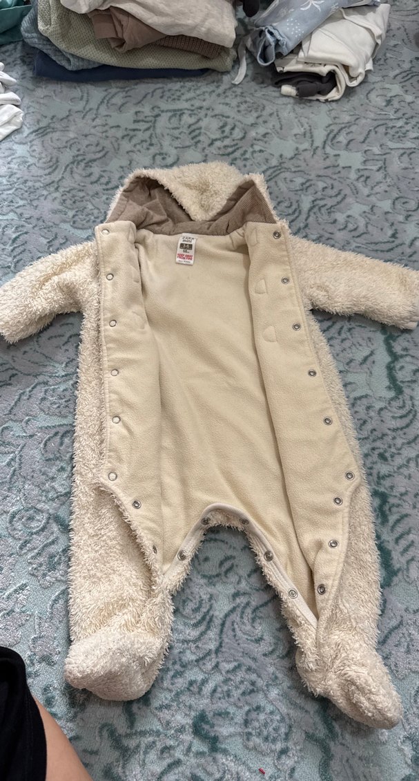 ZARA 6 ay Kürklü Kapüşonlu Bebek Tulum - Görsel 3