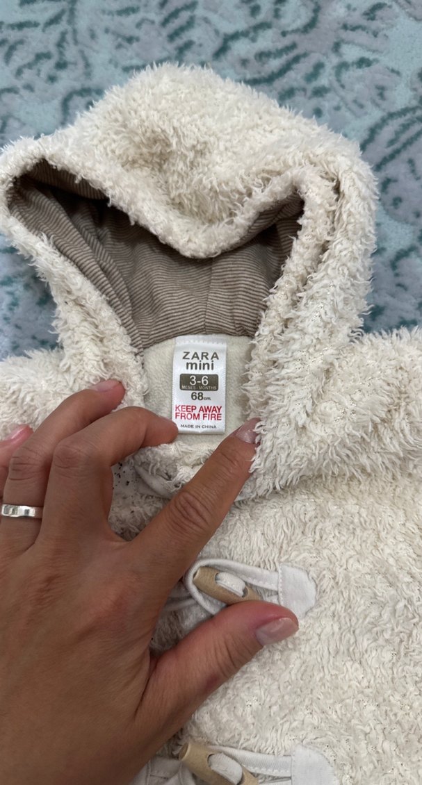 ZARA 6 ay Kürklü Kapüşonlu Bebek Tulum - Görsel 2