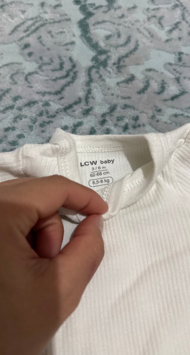 3-6 ay. Kısa Kollu Bebek Çıtçıtlı Body - Kahverengi ve Beyaz - Görsel 2