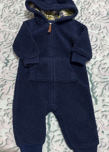 6 ay Koyu Mavi Kürklü Bebek Tulumu - Görsel 4