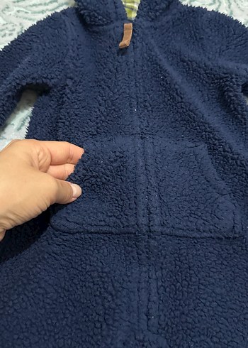 6 ay Koyu Mavi Kürklü Bebek Tulumu - Görsel 3