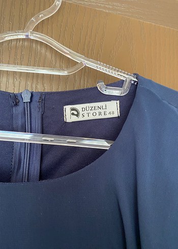 Lacivert Uzun Drapeli Tesettür Elbise - Görsel 4