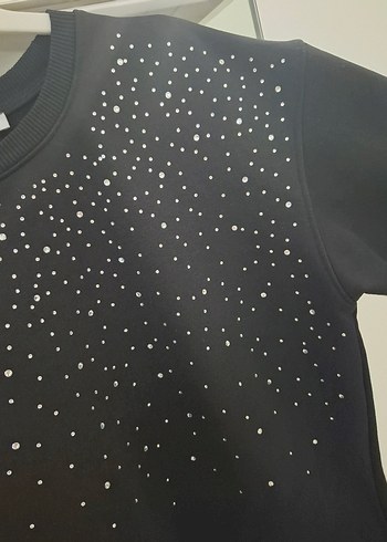 Siyah Taşlı Sweatshirt - Görsel 3