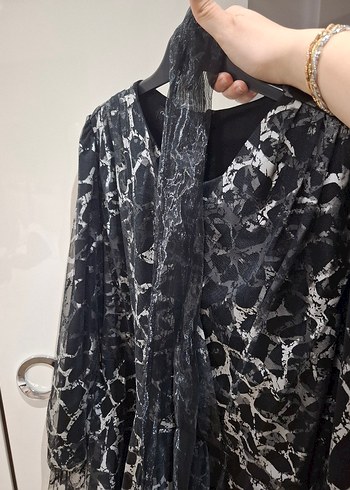 Leopar Desenli Siyah Abiye Elbise - Görsel 7