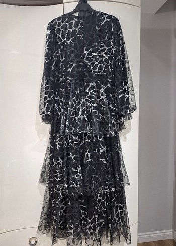 Leopar Desenli Siyah Abiye Elbise - Görsel 2