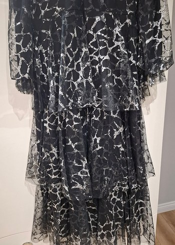 Leopar Desenli Siyah Abiye Elbise - Görsel 6