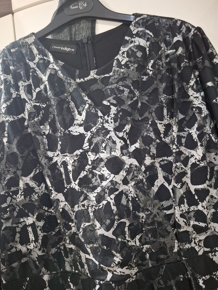 Leopar Desenli Siyah Abiye Elbise - Görsel 4