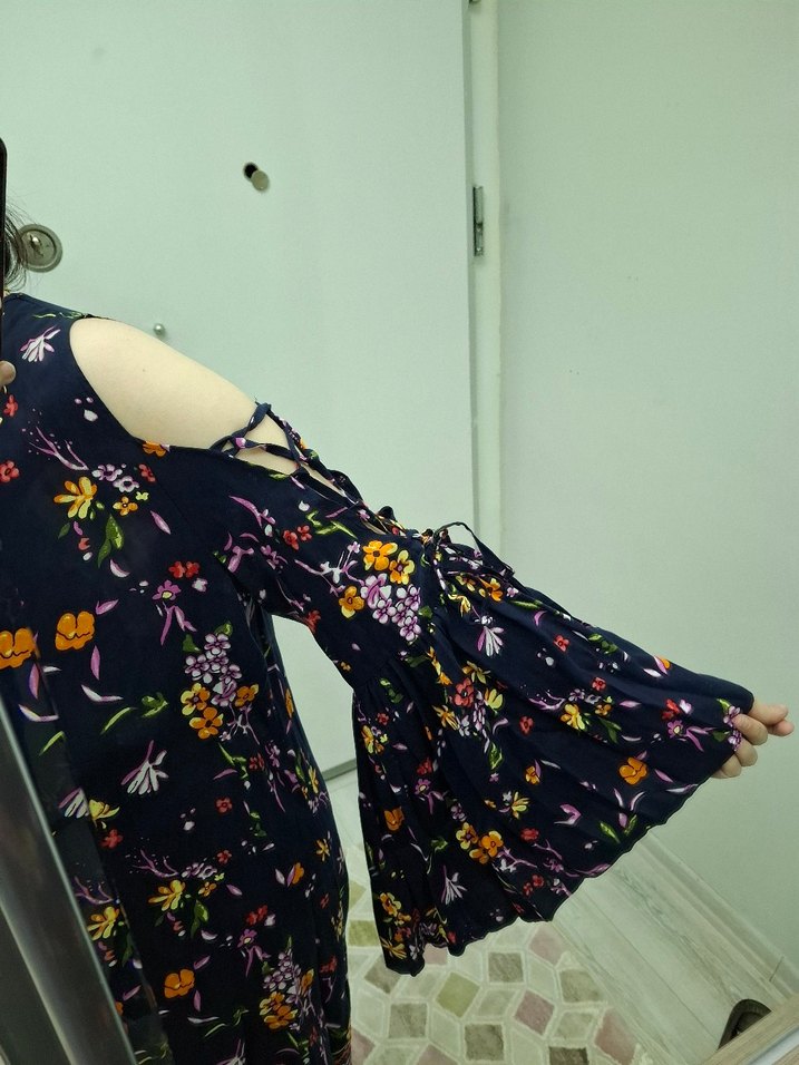 Çok Renkli Bohem Uzun Elbise - Görsel 4