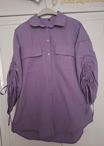 Büzgü Detaylı Dokuma Pamuk Gömlek - Görsel 2