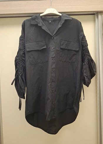 Büzgü Detaylı Dokuma Pamuk Gömlek - Görsel 2