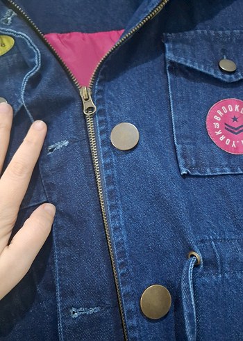 Kadın Uzun Lacivert Denim Ceket - Görsel 5