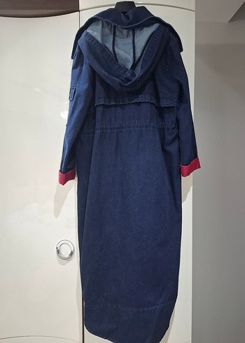 Kadın Uzun Lacivert Denim Ceket - Görsel 2