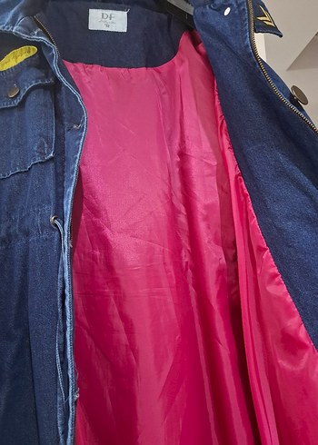 Kadın Uzun Lacivert Denim Ceket - Görsel 3