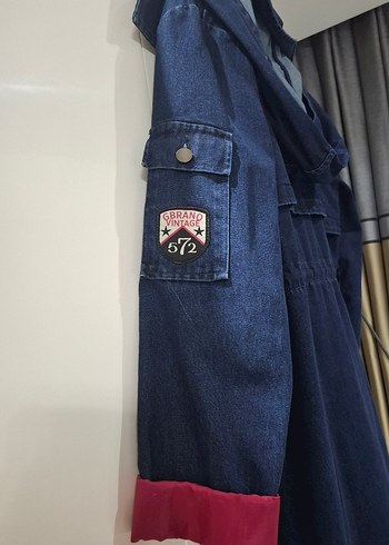 Kadın Uzun Lacivert Denim Ceket - Görsel 6