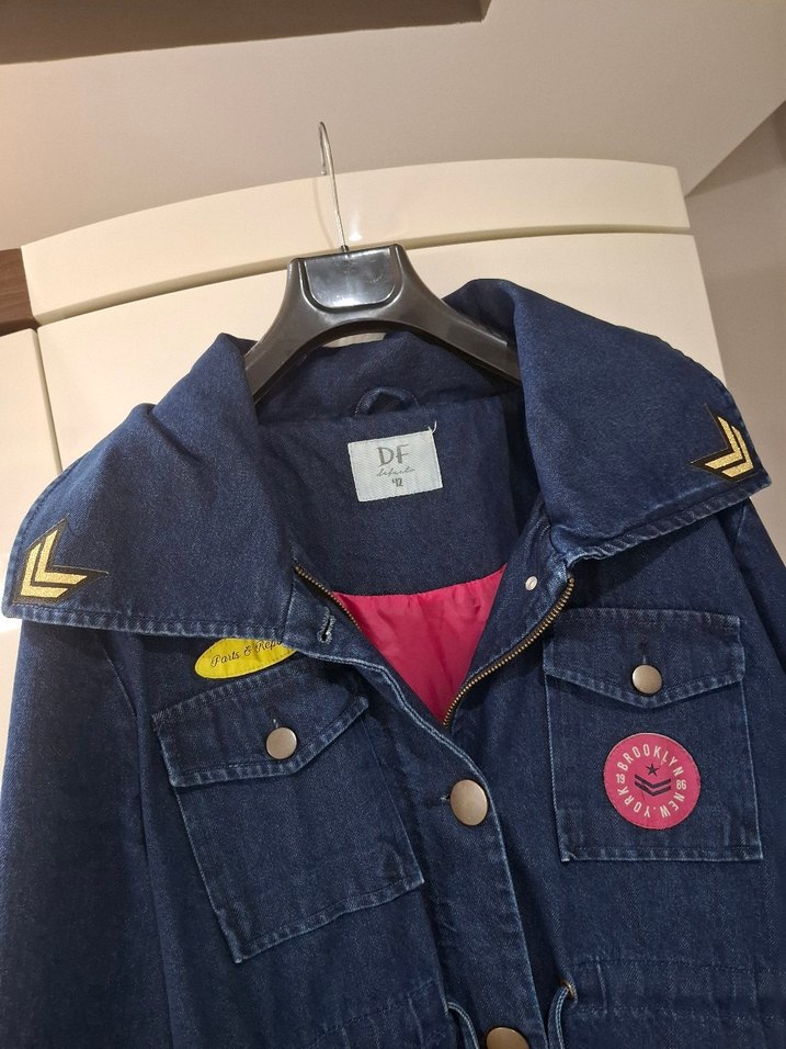 Kadın Uzun Lacivert Denim Ceket - Görsel 4