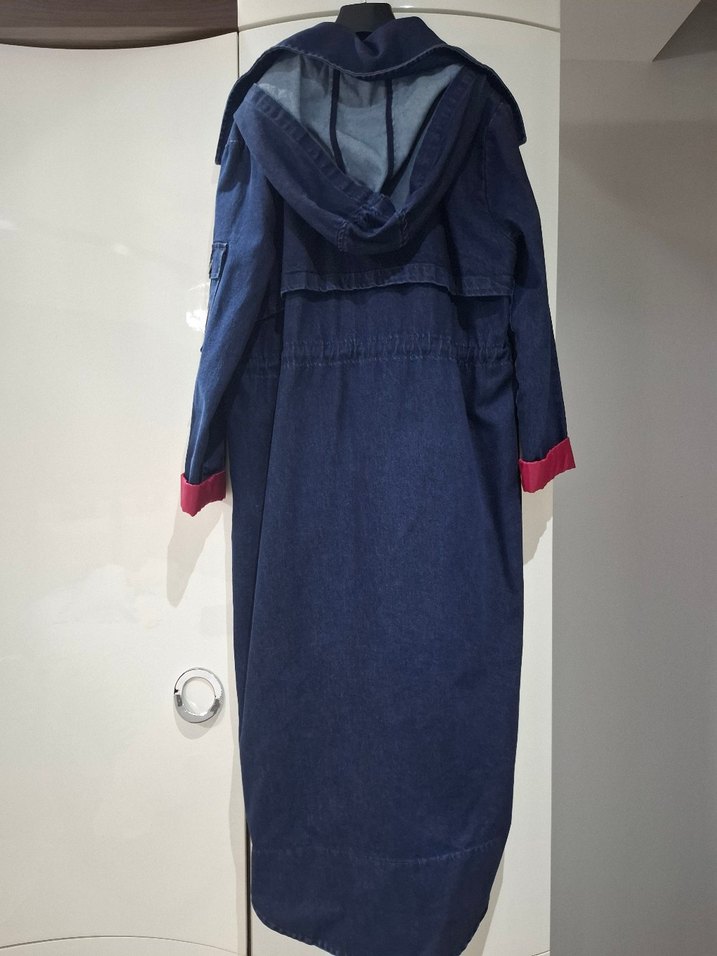 Kadın Uzun Lacivert Denim Ceket - Görsel 2