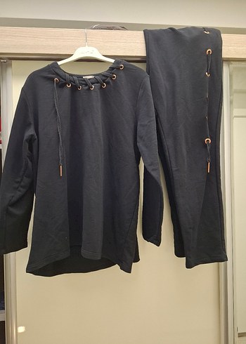 Siyah Kadın Rahat Kesim Eşofman Takımı - Görsel 3