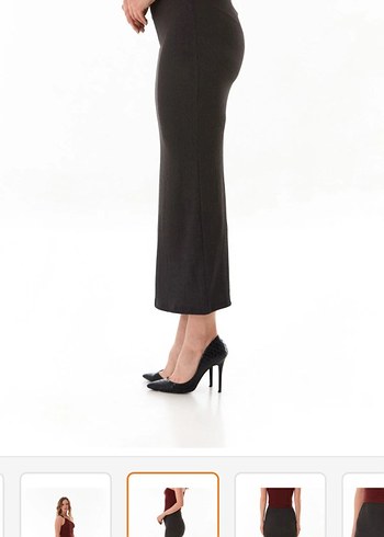 Antrasit renk fullamoda xl uzun yırtmaçlı etek - Görsel 4