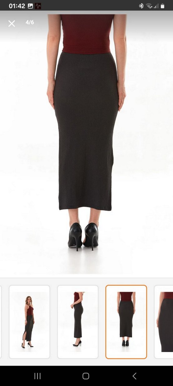 Antrasit renk fullamoda xl uzun yırtmaçlı etek - Görsel 3