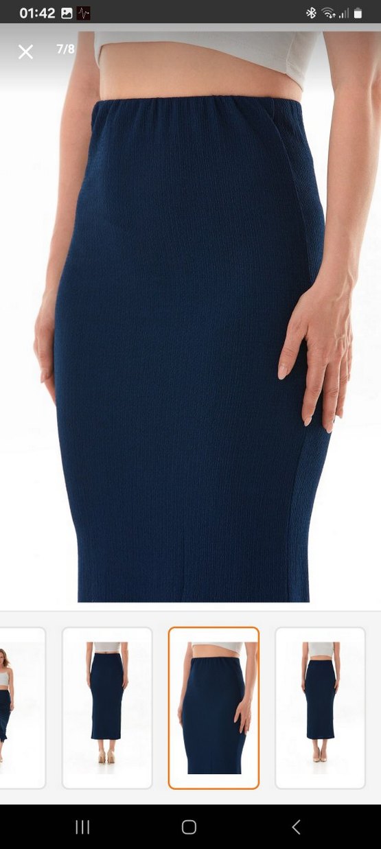 Fullamoda Lacivert Lastikli Yırtmaçlı Uzun Etek - Görsel 2