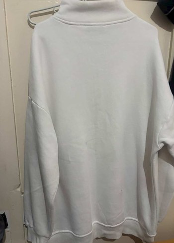 Kadın Beyaz Yarım Fermuarlı Sweatshirt - Görsel 5
