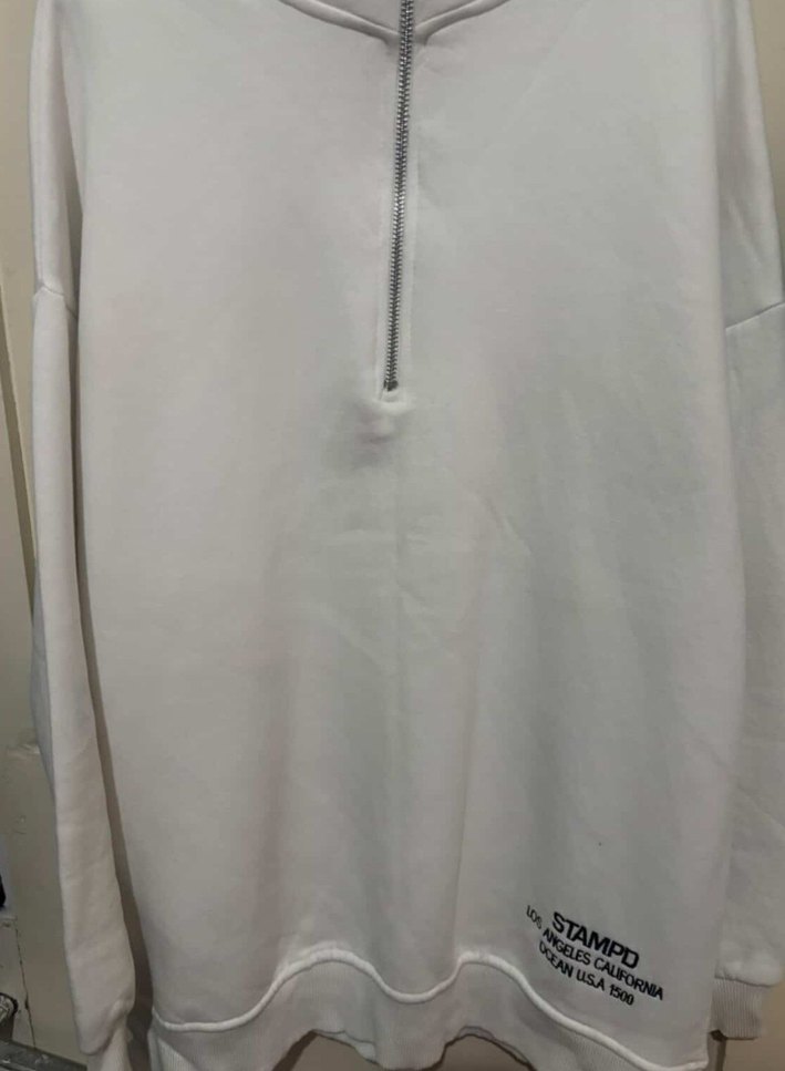 Kadın Beyaz Yarım Fermuarlı Sweatshirt - Görsel 2