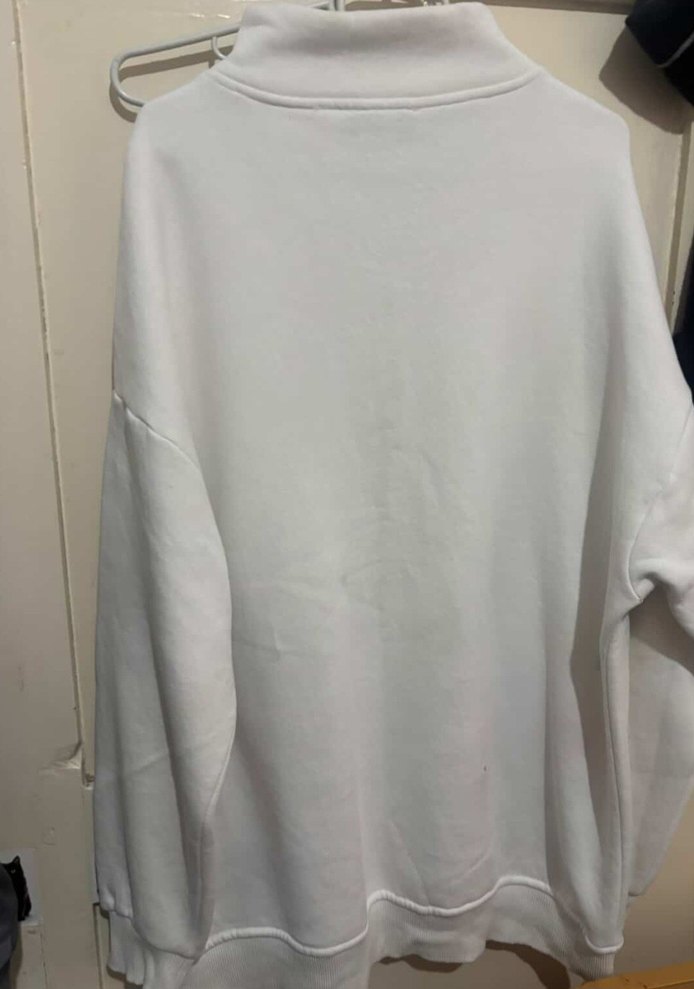 Kadın Beyaz Yarım Fermuarlı Sweatshirt - Görsel 5