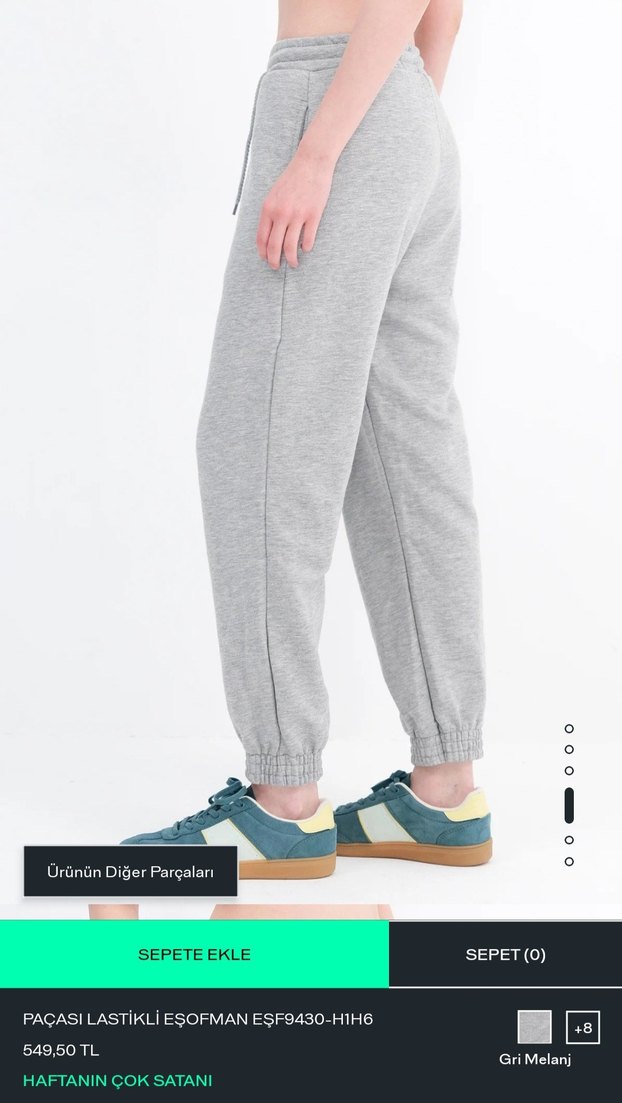 Addax Gri Rahat Kesim Kadın Eşofman Altı - Görsel 3