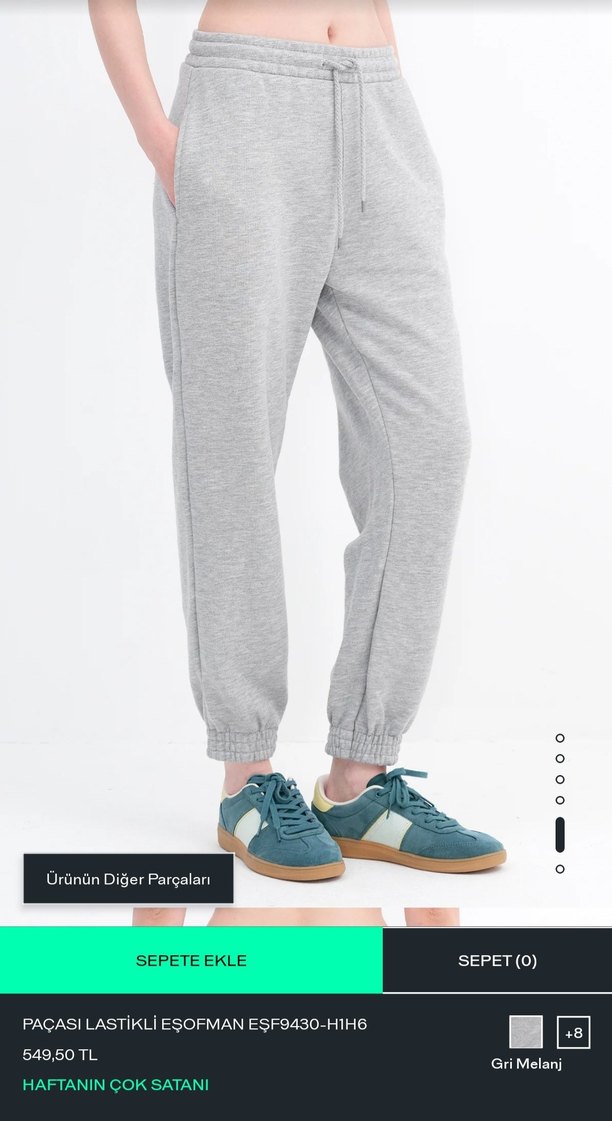 Addax Gri Rahat Kesim Kadın Eşofman Altı - Görsel 2