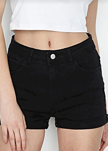 Defacto 44 Beden Siyah Mini Kadın Kot Şort - Görsel 3