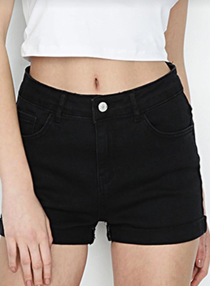 Defacto 44 Beden Siyah Mini Kadın Kot Şort - Görsel 3