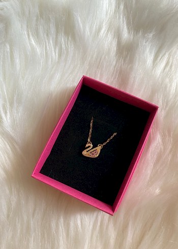 swarovski Gold Swan Çelik Kolye