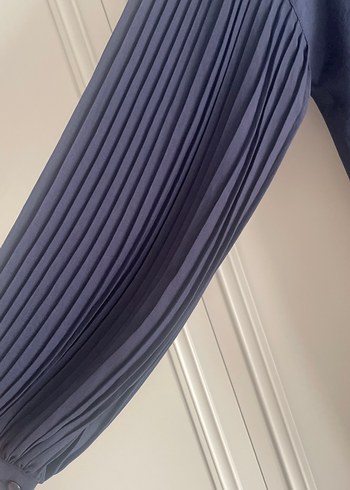 Sarprive 1 bedeb Lacivert Piliseli Midi Kadın Tunik - Görsel 2