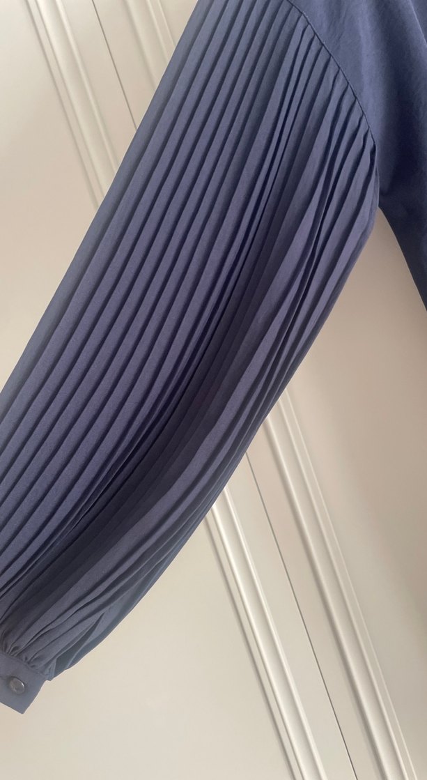 Sarprive 1 bedeb Lacivert Piliseli Midi Kadın Tunik - Görsel 2