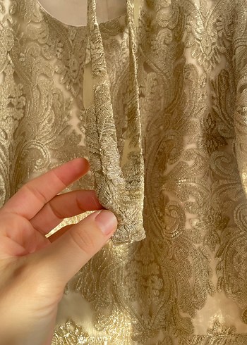 Selvi çetin elbise Bej Uzun Kollu Klasik Kadın Elbise - Görsel 6