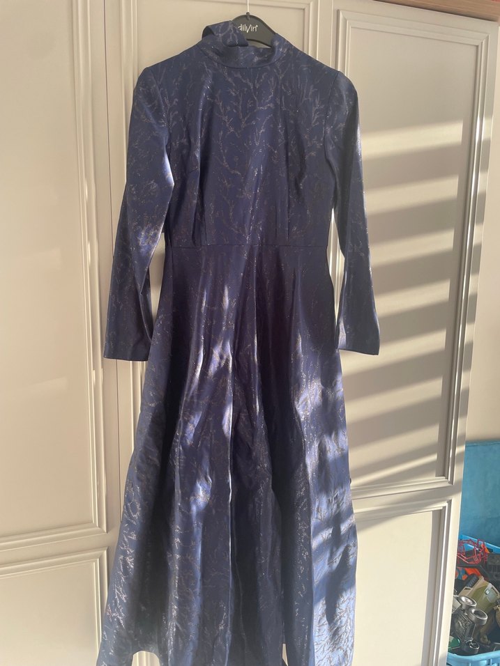 Betül saday Lacivert  Uzun Kollu Uzun Elbise - Görsel 2