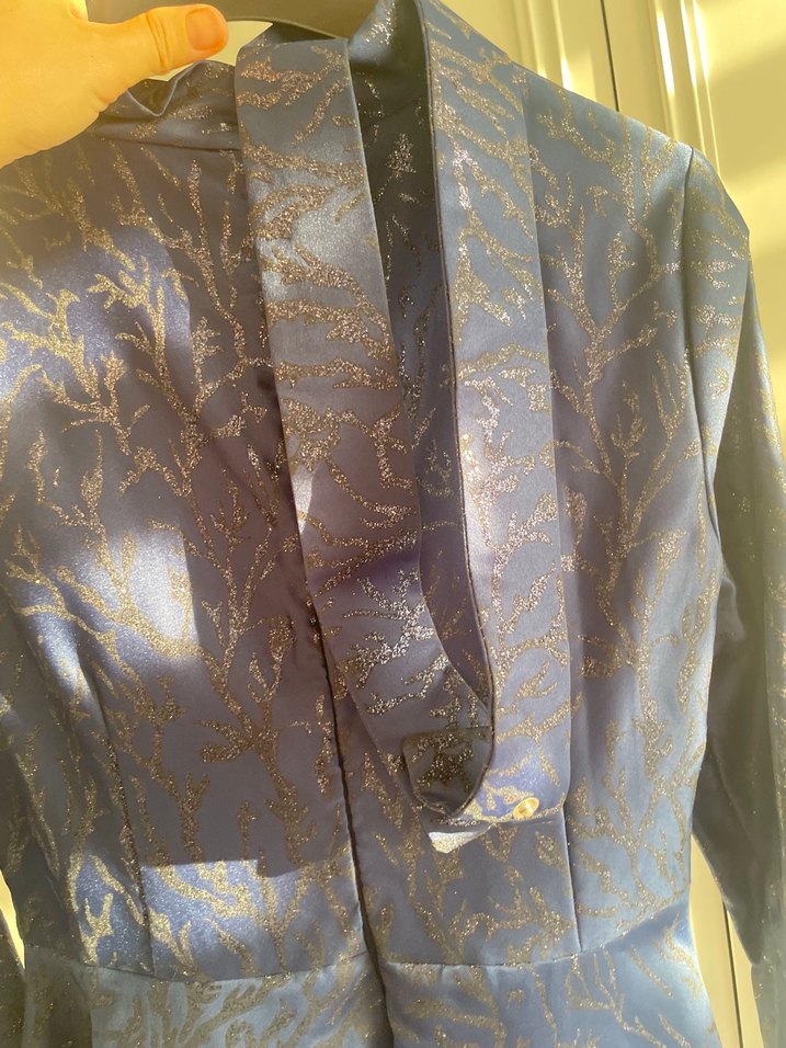 Betül saday Lacivert  Uzun Kollu Uzun Elbise - Görsel 5