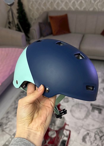 Koyu Mavi Biker Kask Velcro Bantlı decathlon xs 48-52 cm - Görsel 2