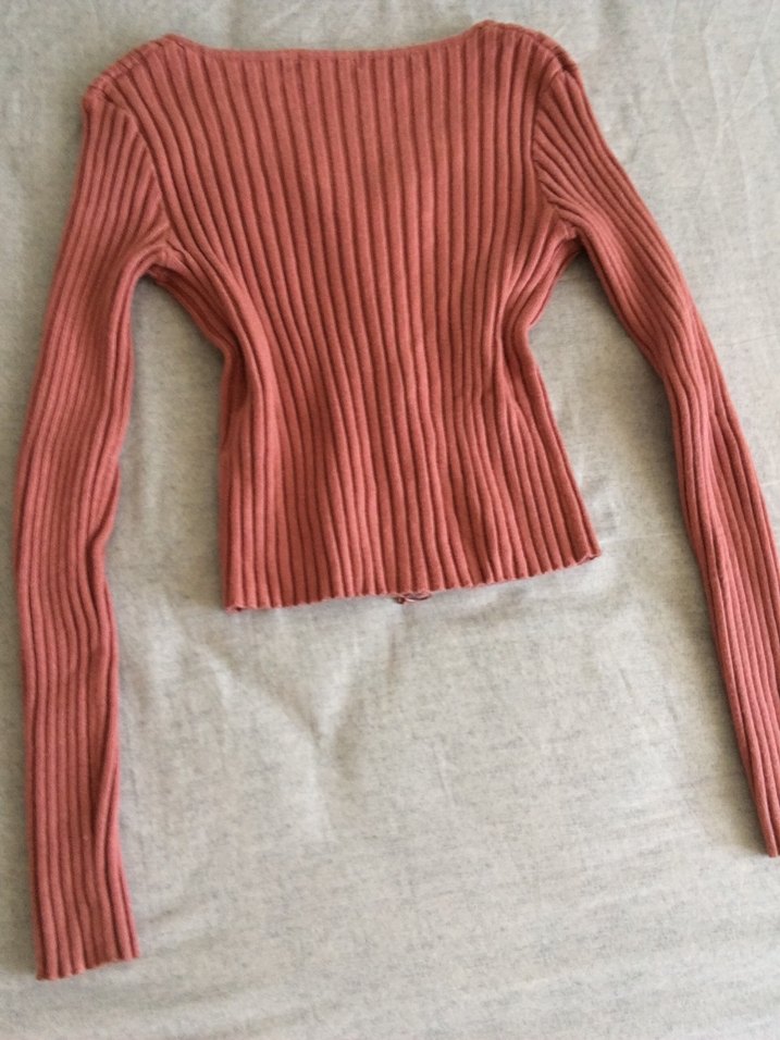 Pembe Fitilli Uzun Kollu Triko Kadın Kazak - Görsel 3