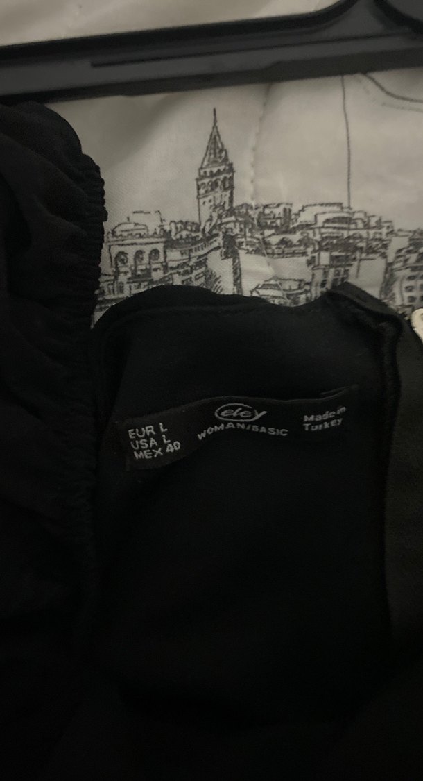 Siyah Straplez Uzun Kollu Keten Bluz - Görsel 3