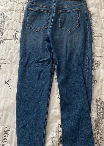 Düğmeli, Gri Mavi Kadın Denim Jean - Görsel 2