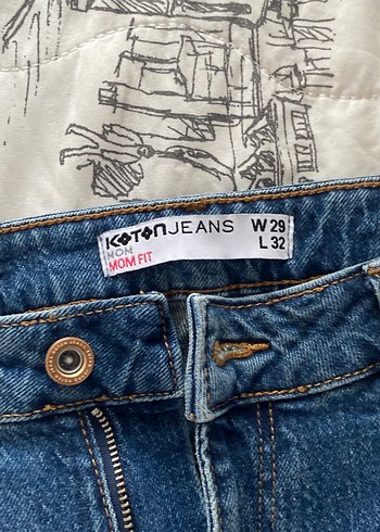 Düğmeli, Gri Mavi Kadın Denim Jean - Görsel 3