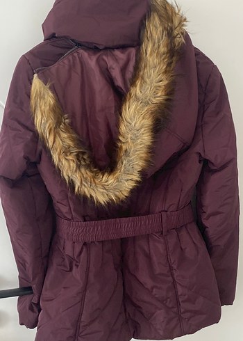 Kürklü Bordo Kadın Mont - Görsel 3