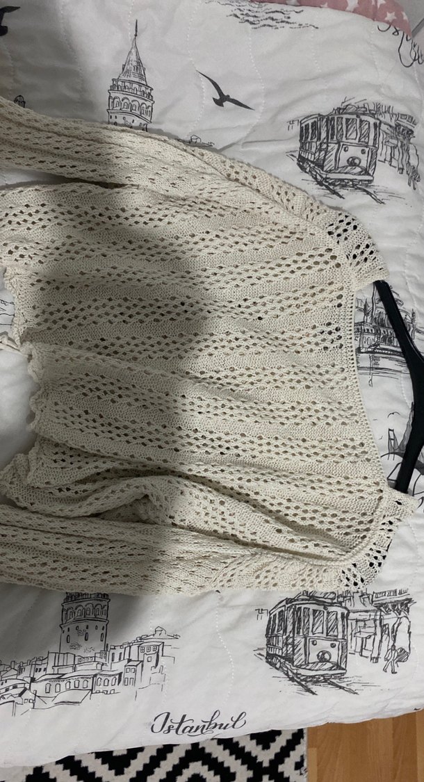 Bohem V Yakalı Kısa Örgü Kadın Kazak - Görsel 3