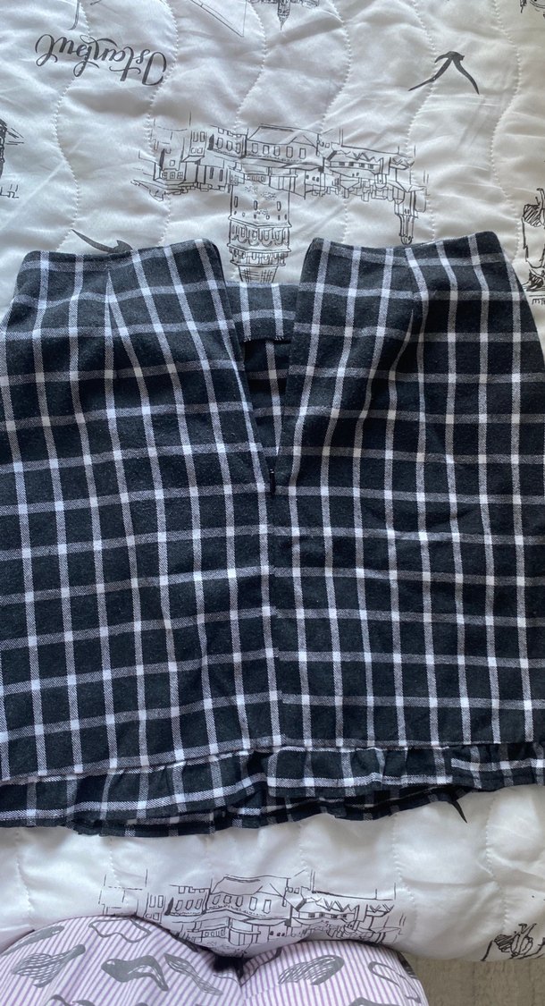 Fırfırlı Ekose Keten Midi Etek - Görsel 2