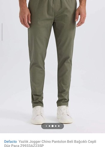 Erkek Haki Beli Bağcıklı Jogger Pantolon - Görsel 4